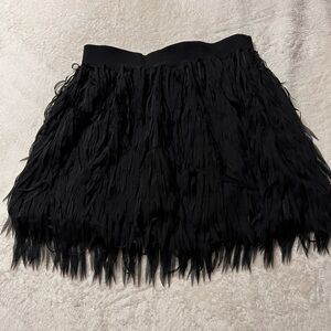 Francesca's Collections Black Feathered Mini Skirt